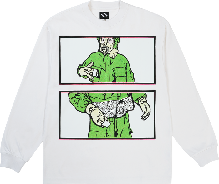 GAS MASK INSTRUCTION LONGSLEEVE WHITE