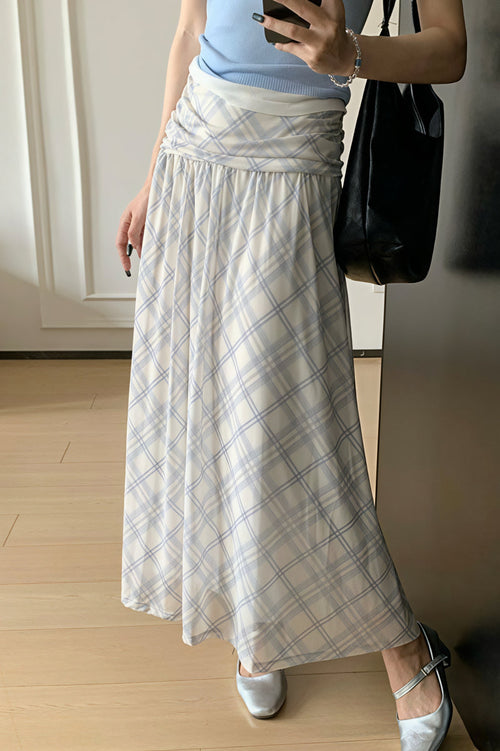 Gentle Plaid Pleated Mesh Skirt