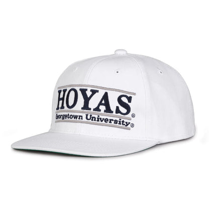 Georgetown Retro Bar snapback hat in white, angled view