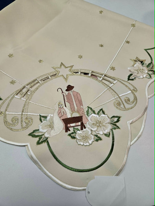 German 34 Inch Square Table Topper Nativity