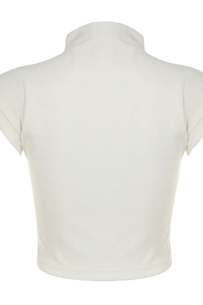 Graffiti Printed Cropped Slim T-shirt