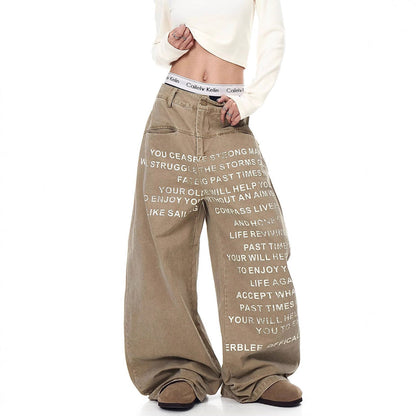 Graphic Print Baggy Jeans