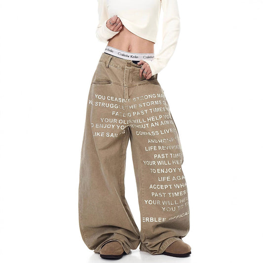 Graphic Print Baggy Jeans