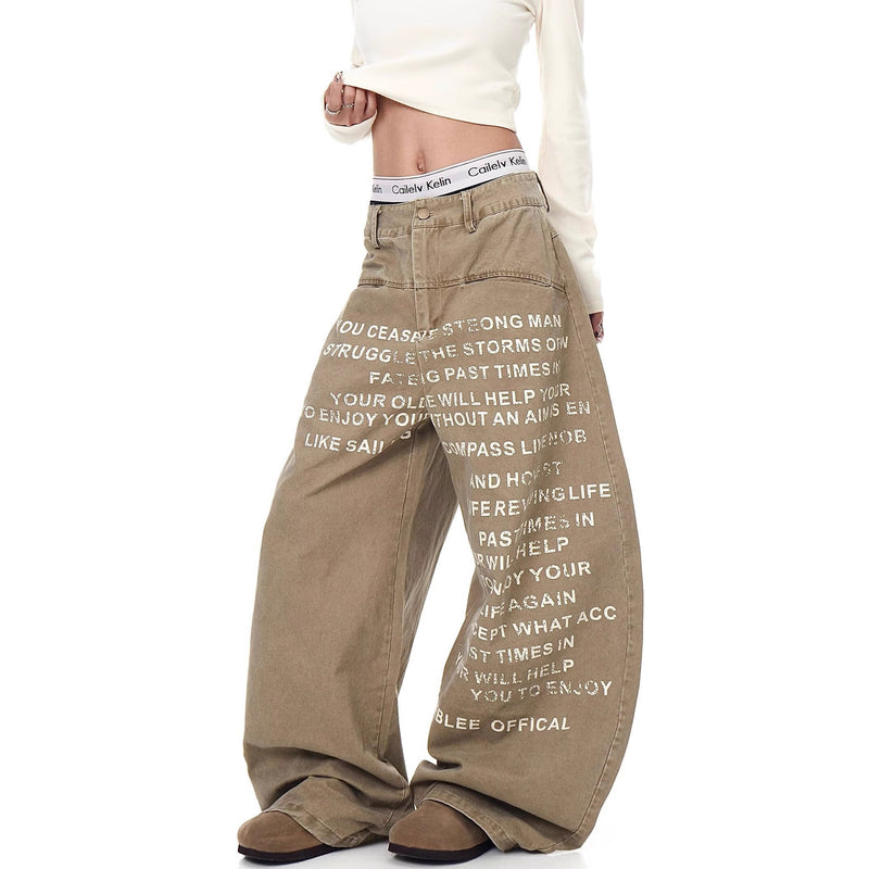 Graphic Print Baggy Jeans