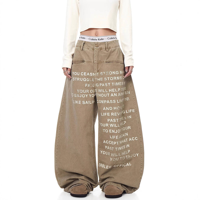 Graphic Print Baggy Jeans