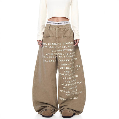 Graphic Print Baggy Jeans