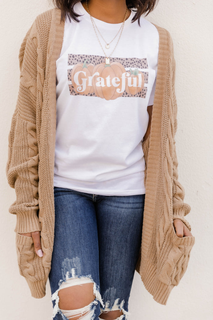 Grateful Pumpkin Graphic White Tee