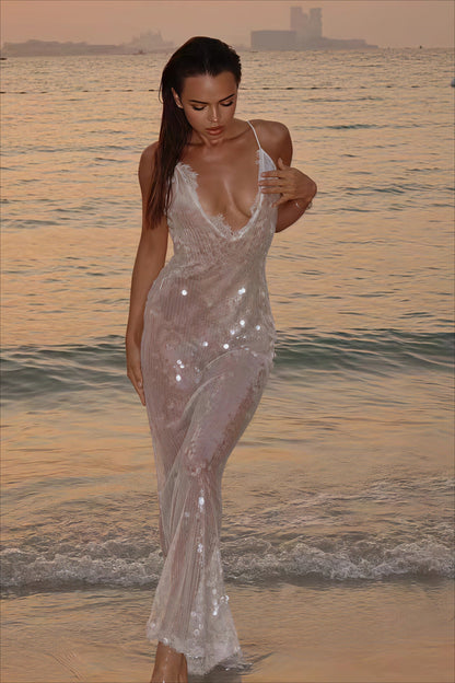 Halter Open Back Sequin Bodycon Mini Dress