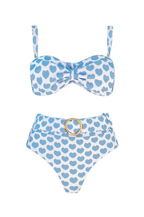 Heart Print Three Piece Swim Set