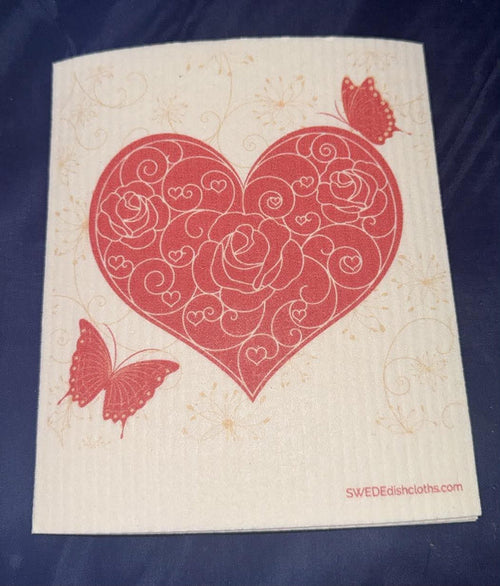 Heart with Butterflies Swedish Towel