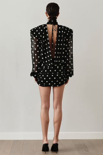 heer Polka Dot High Neck Mini Dress