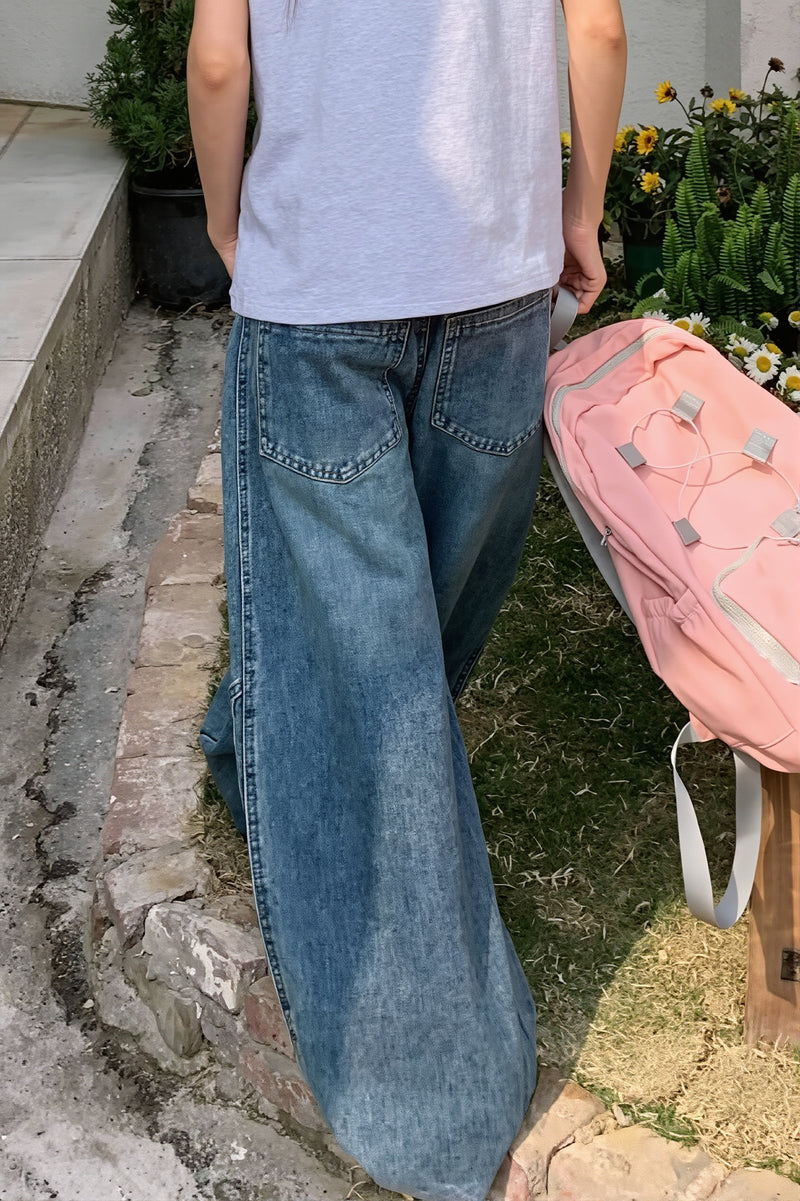 High Waist Barrel Wide Leg Jeans