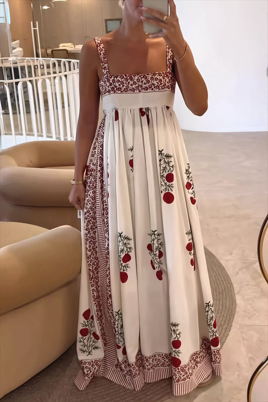 High Waist Floral Tank Swing Boho Dress