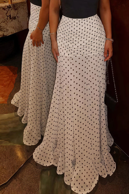 High Waist Polka Dot Hip Long Skirt