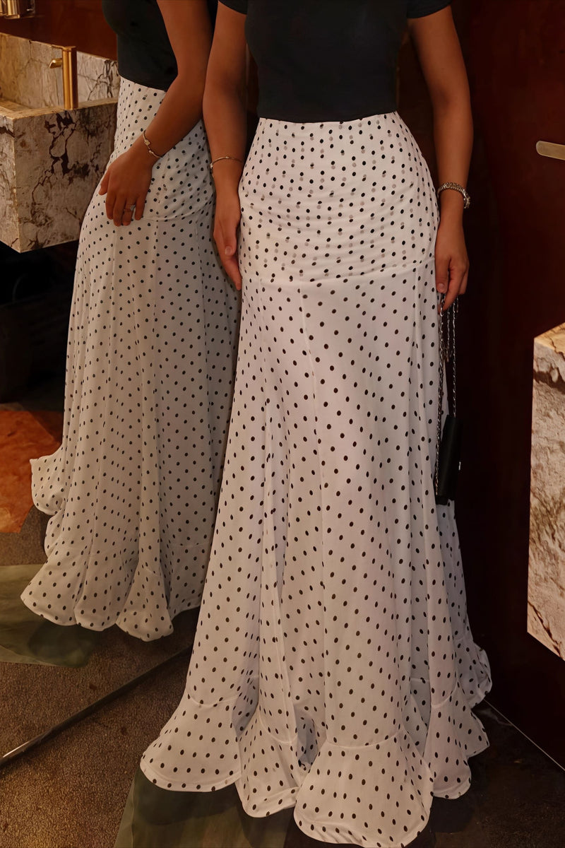High Waist Polka Dot Hip Long Skirt