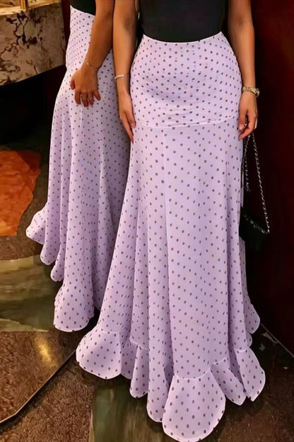 High Waist Polka Dot Hip Long Skirt