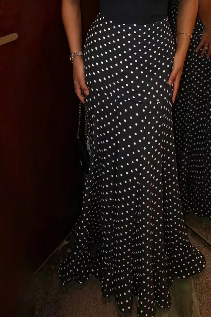 High Waist Polka Dot Hip Long Skirt