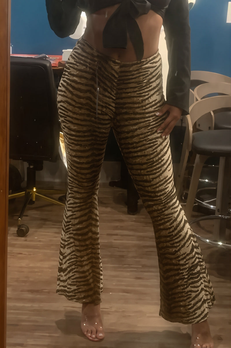 High Waist Slim Leopard Flared Pants