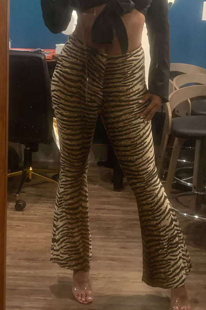 High Waist Slim Leopard Flared Pants