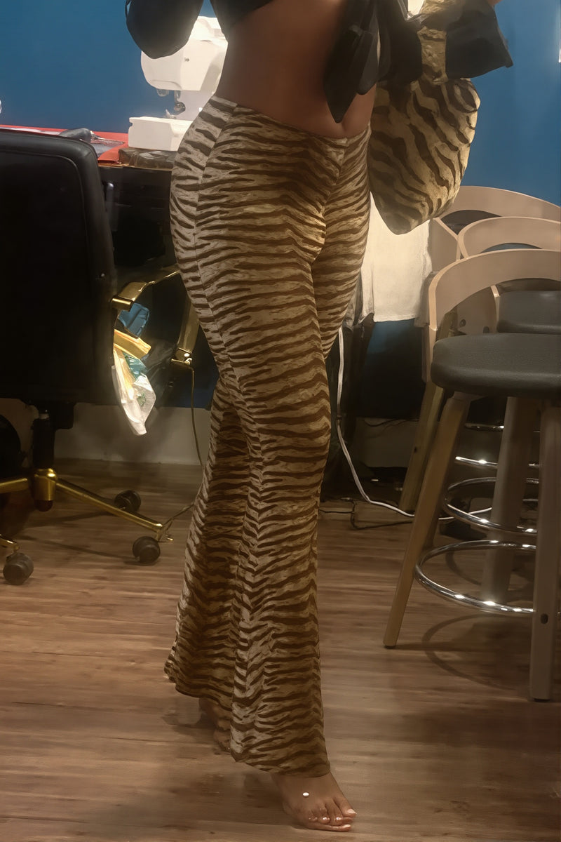 High Waist Slim Leopard Flared Pants