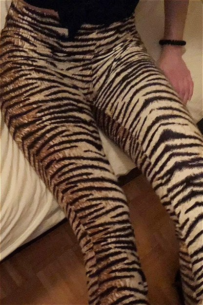 High Waist Slim Leopard Flared Pants