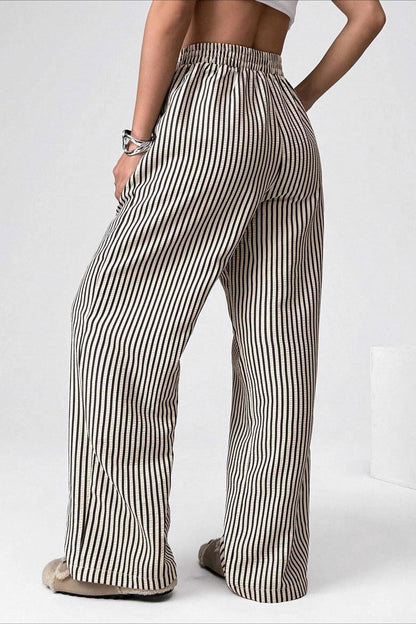 High Waist Striped Casual Pants