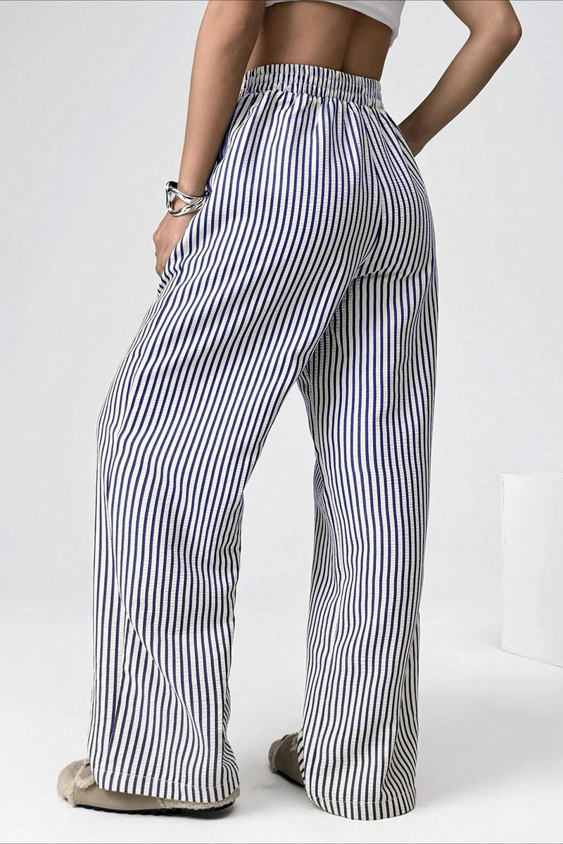 High Waist Striped Casual Pants