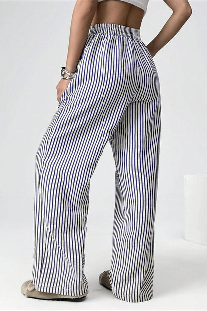 High Waist Striped Casual Pants