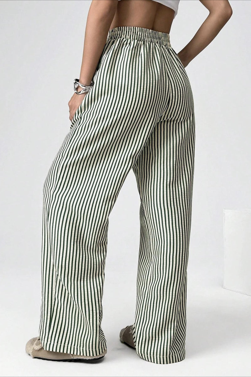 High Waist Striped Casual Pants