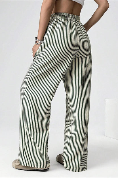 High Waist Striped Casual Pants