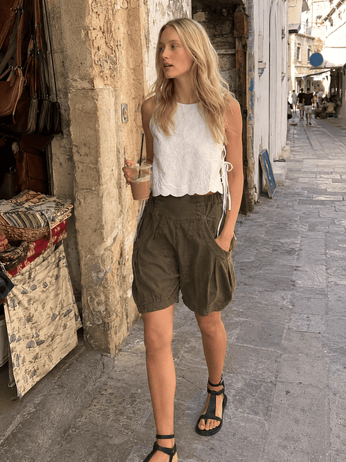 High Waist Utility Wide Leg Loose Fit Shorts