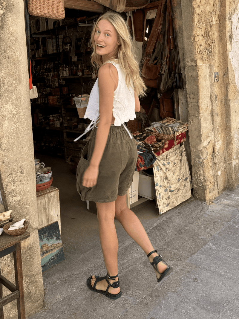 High Waist Utility Wide Leg Loose Fit Shorts