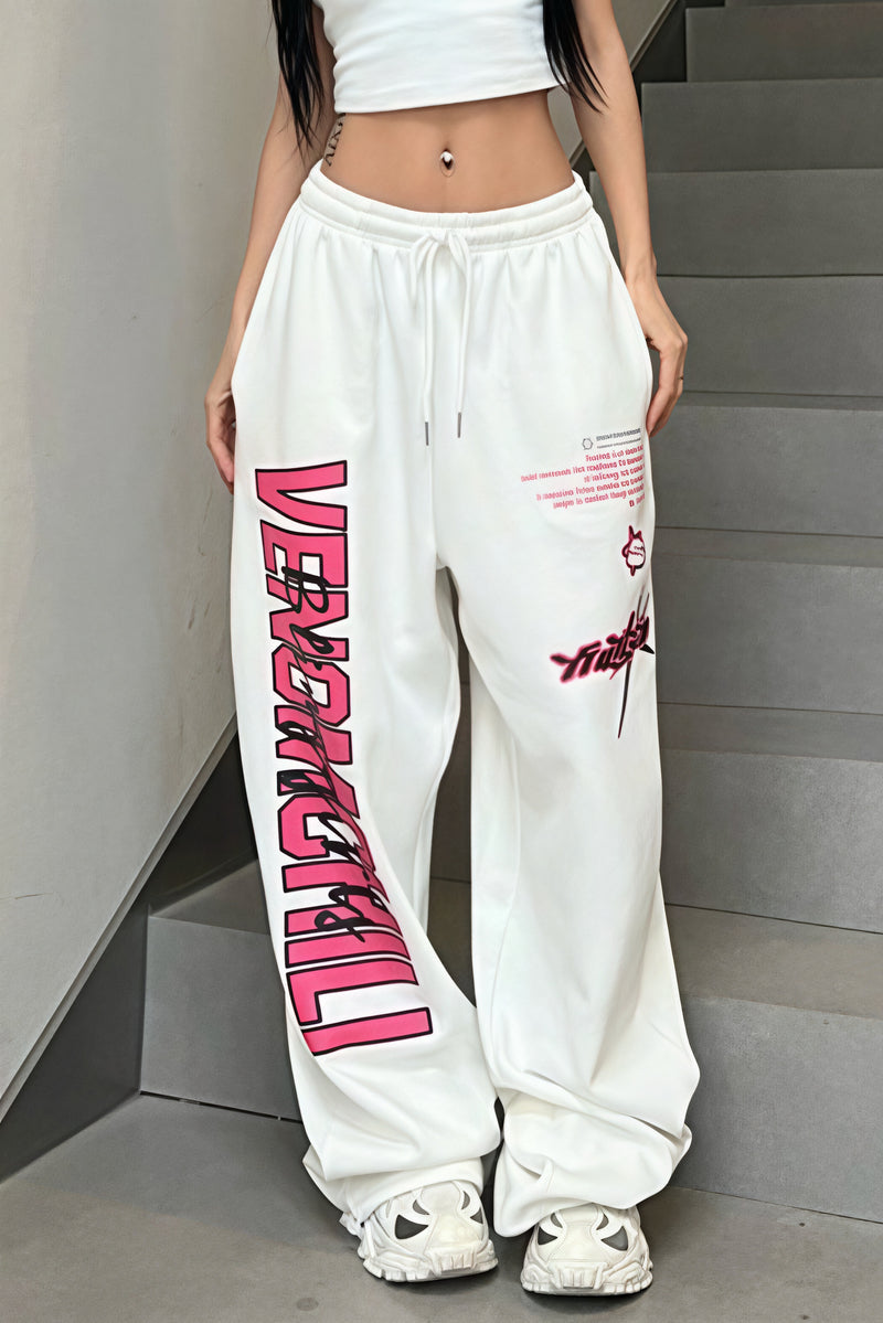 Hip Hop Print Draped Wide Leg Pants