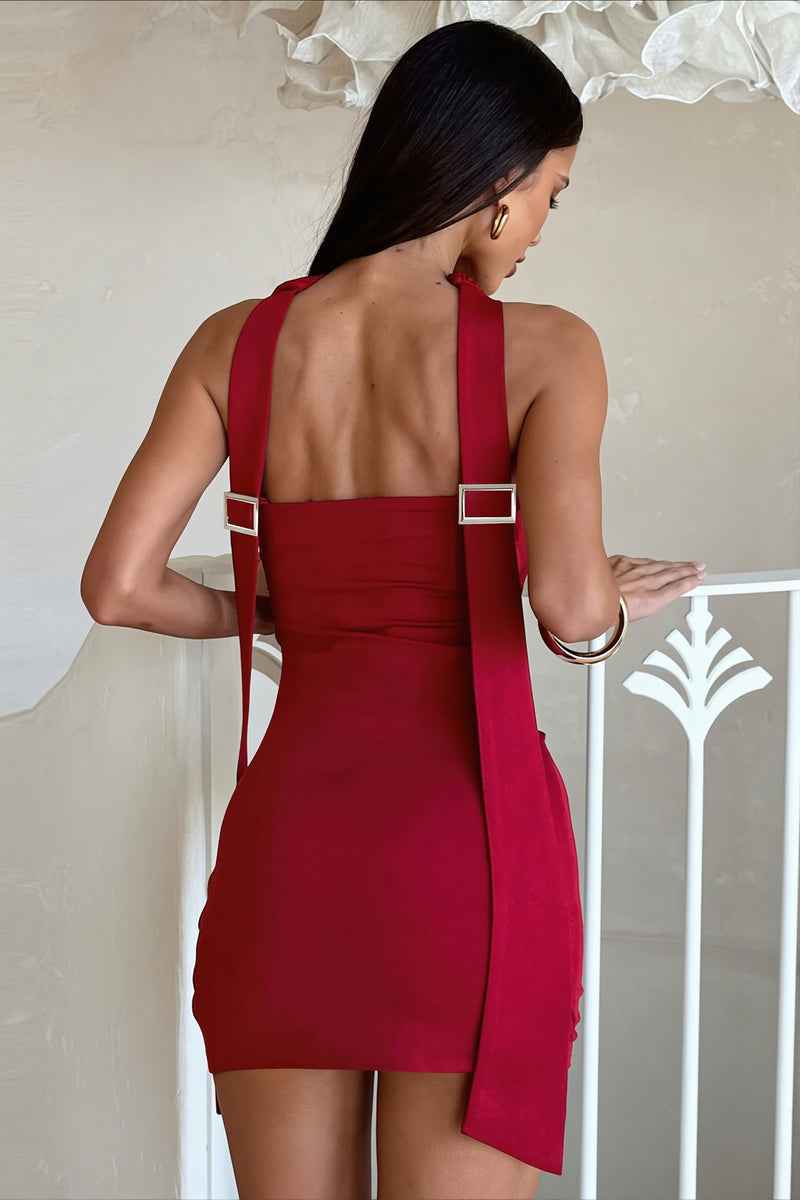 Hollow Out Elegant Halter Mini Dress