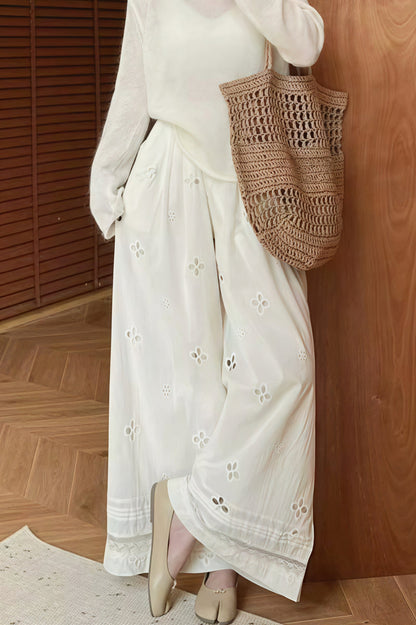 Hollow Out Lace Loose Wide Pants