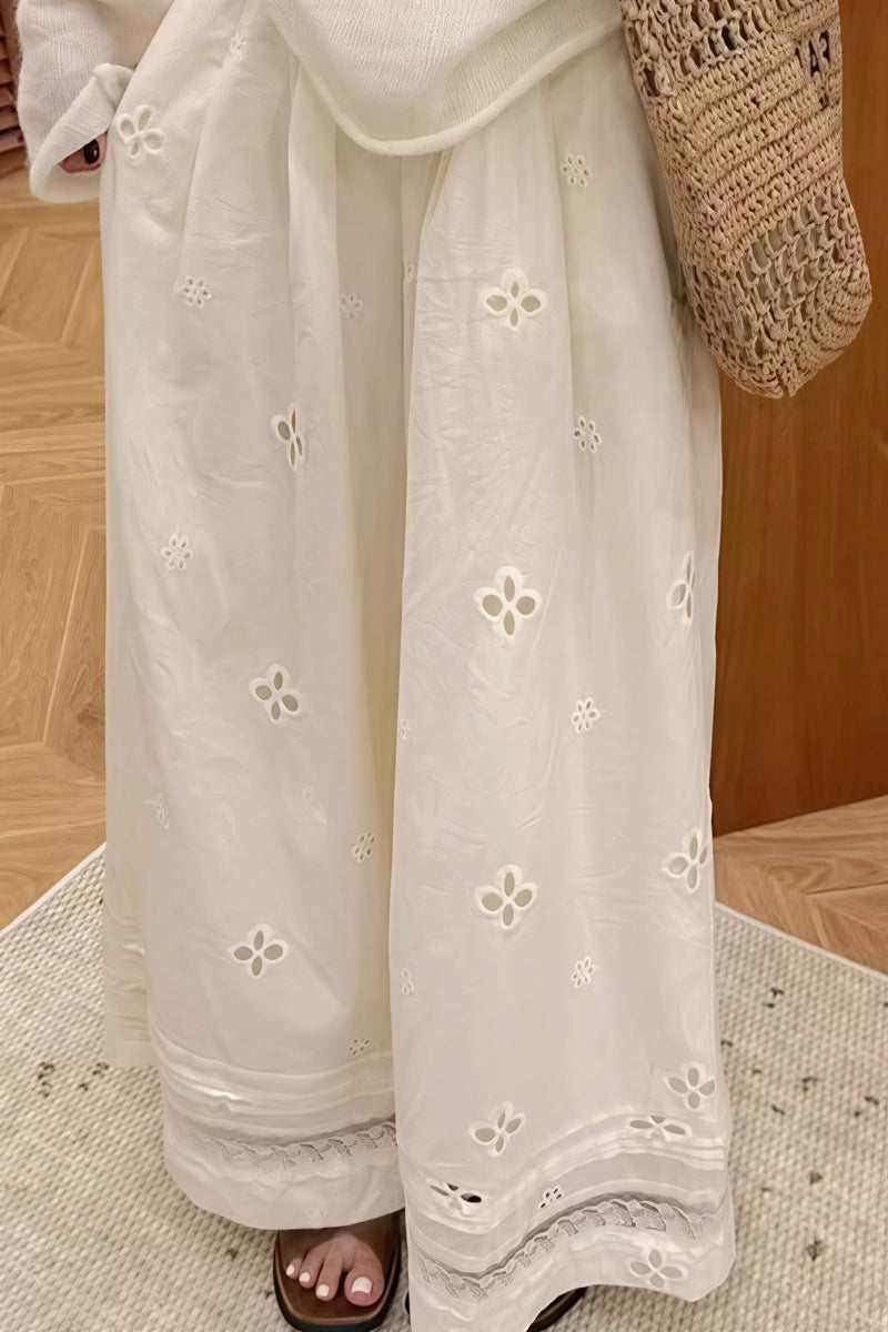 Hollow Out Lace Loose Wide Pants