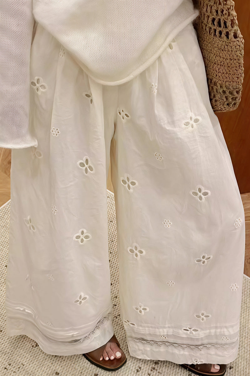Hollow Out Lace Loose Wide Pants