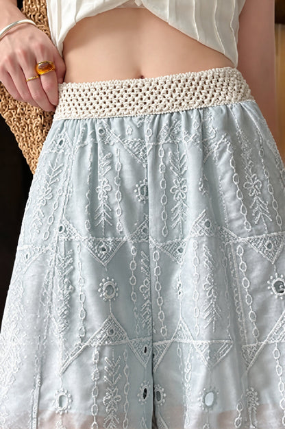 Hollow Out Lace Wide Leg Summer Pants
