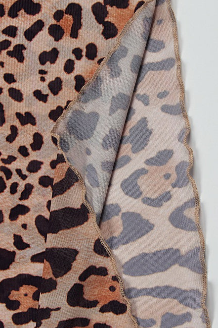 Hollow Out Leopard Flare Slit Maxi Dress