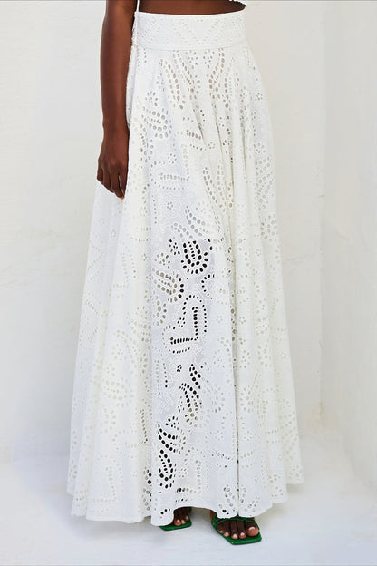 Hollow Out Pocket Vacation Maxi Skirt Set