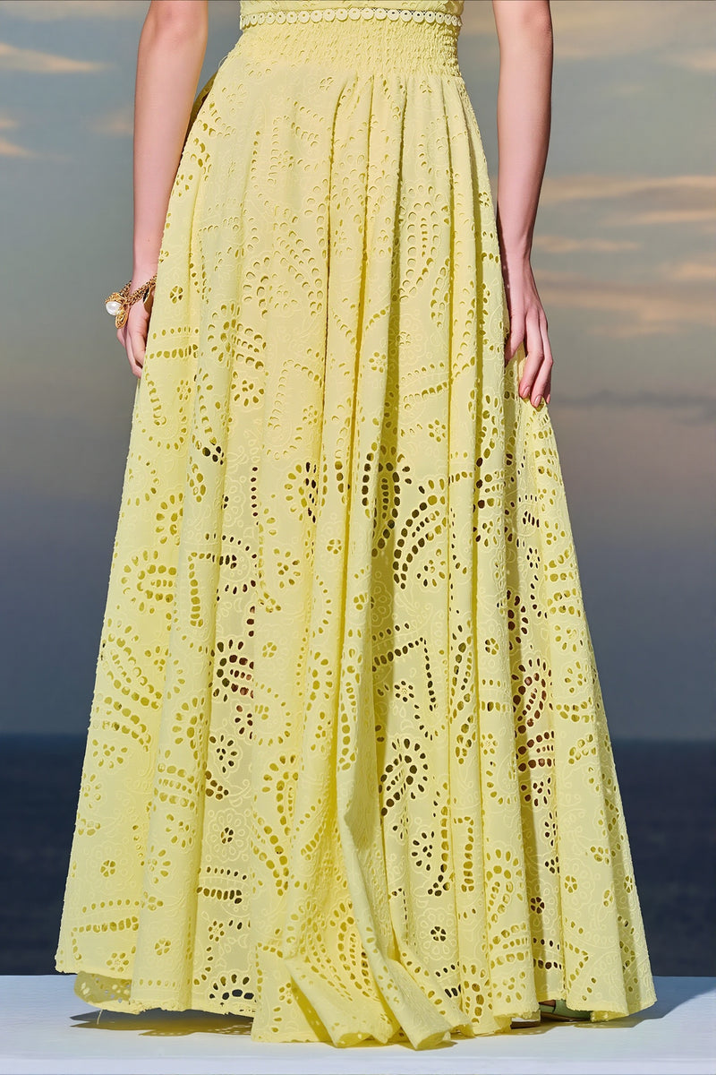 Hollow Out Pocket Vacation Maxi Skirt Set