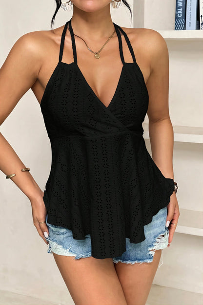 Hollow Out V Neck A-Line Halter Top