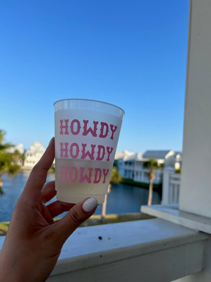 Howdy Pink Repeating Frosted Cups