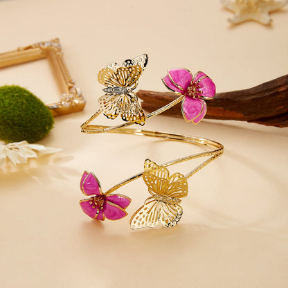 Irregular Cutout Butterfly Floral Bracelet