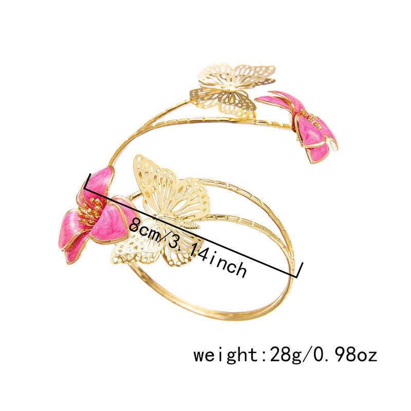 Irregular Cutout Butterfly Floral Bracelet