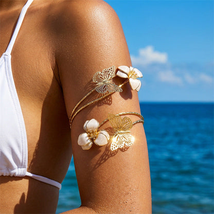 Irregular Cutout Butterfly Floral Bracelet