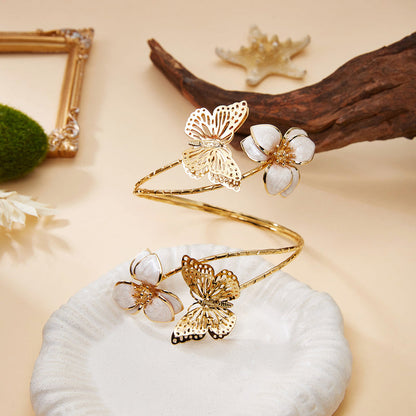 Irregular Cutout Butterfly Floral Bracelet