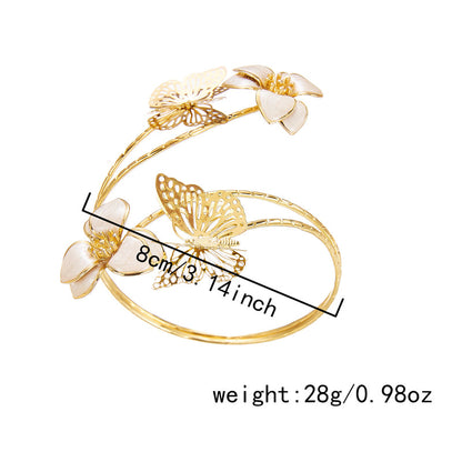 Irregular Cutout Butterfly Floral Bracelet
