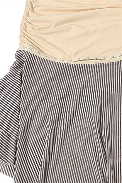 Irregular Hem Striped Halter Skirt Set