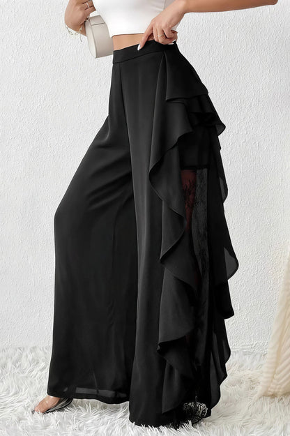 Irregular Split Lace Wide Leg Pants